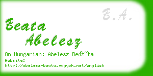 beata abelesz business card